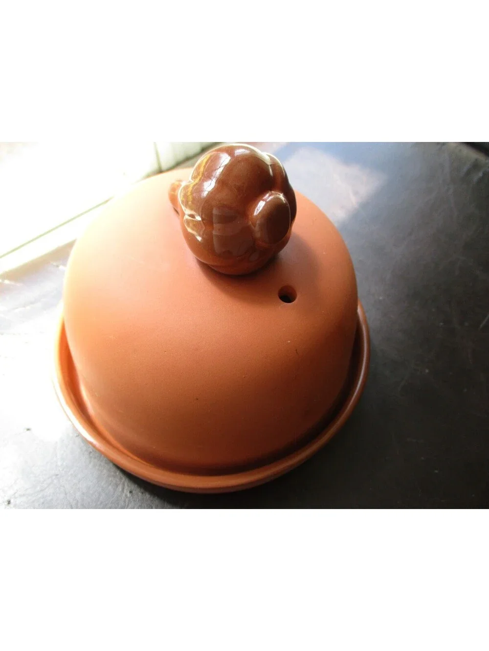 Vintage Terra Cotta Ceramic Garlic Baker Roaster Storage Keeper